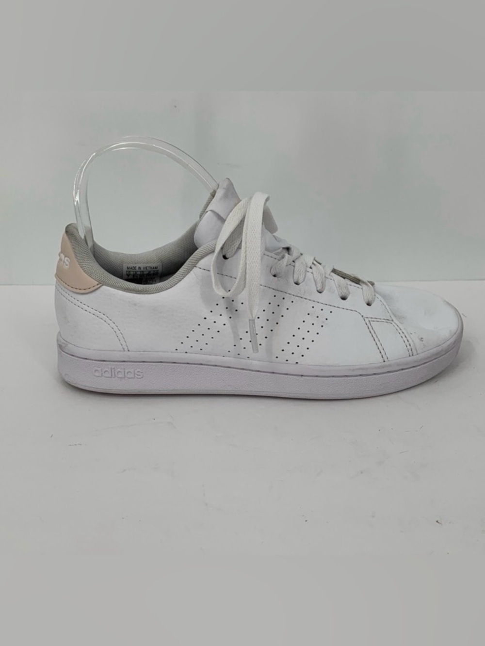 Adidas Advantage leather sneaker shoe white lace-up Cloudfoam Comfort women 7